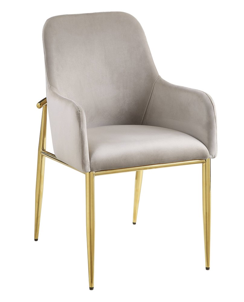 Set of Two Gray and Gold Velvet And Wood and Metal Dining Side Chairs HomeRoots