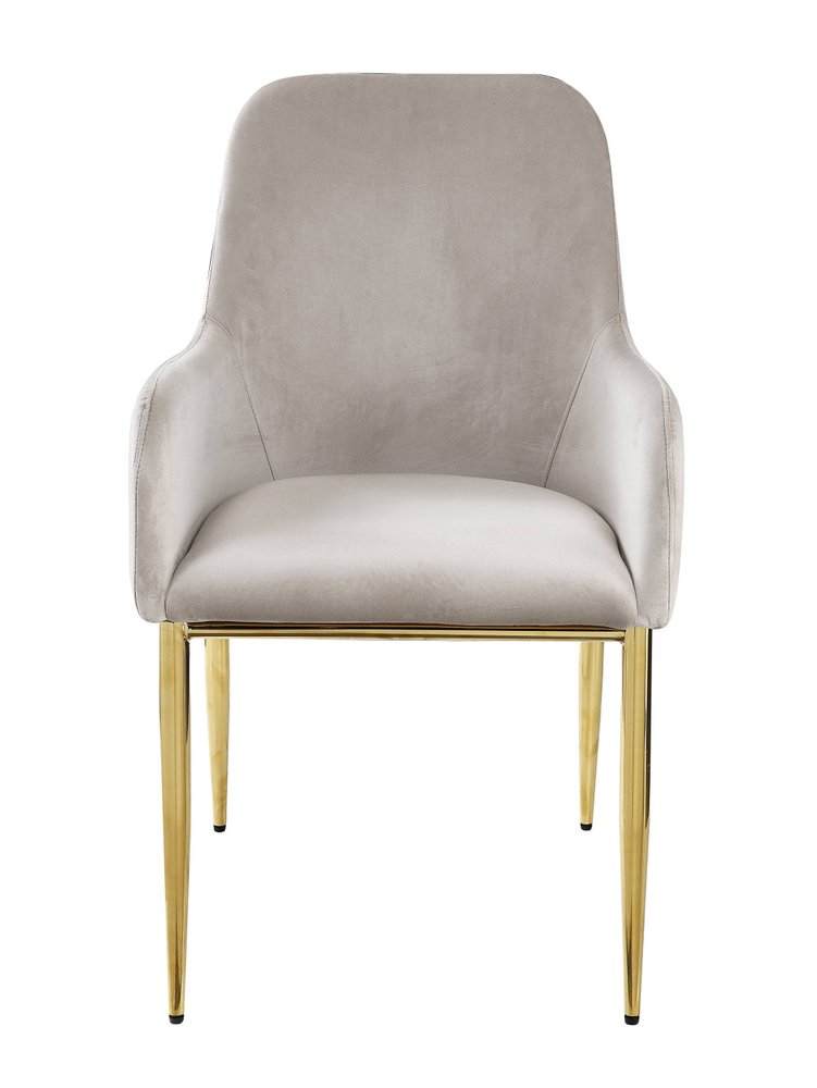 Set of Two Gray and Gold Velvet And Wood and Metal Dining Side Chairs HomeRoots