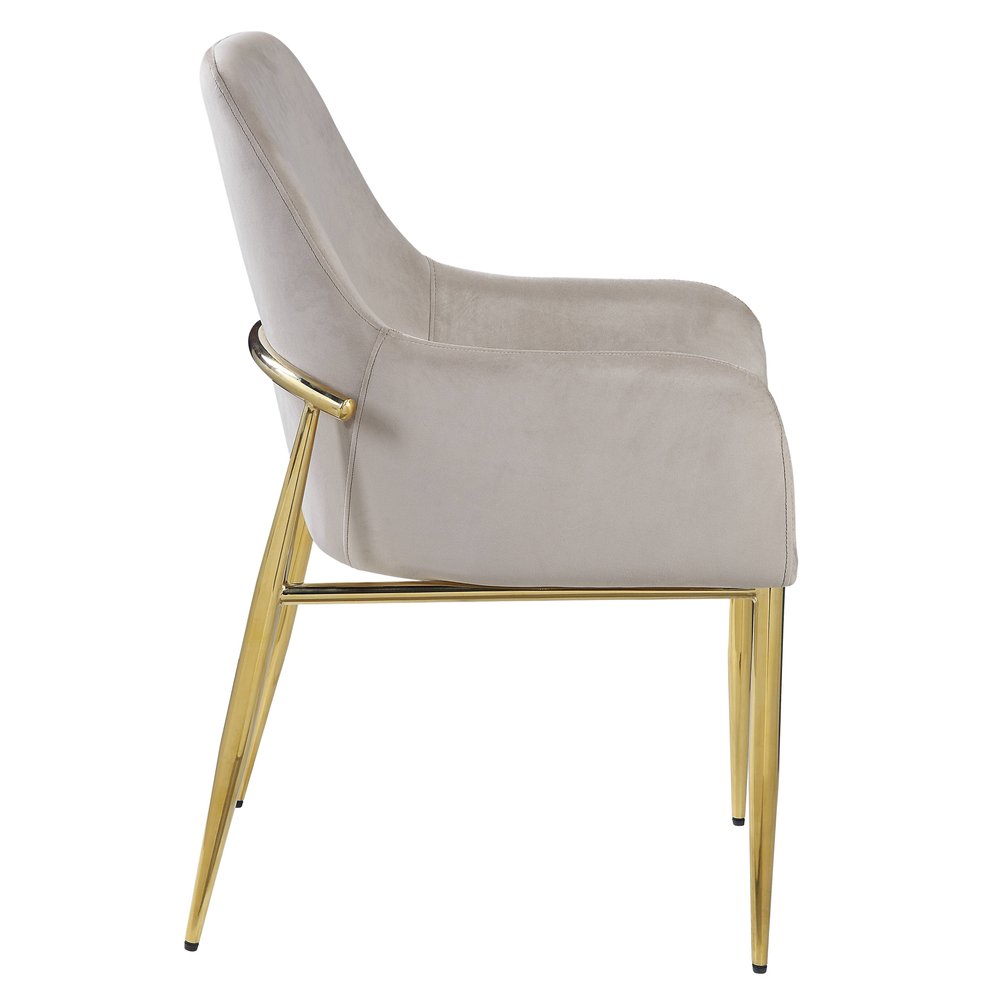 Set of Two Gray and Gold Velvet And Wood and Metal Dining Side Chairs HomeRoots
