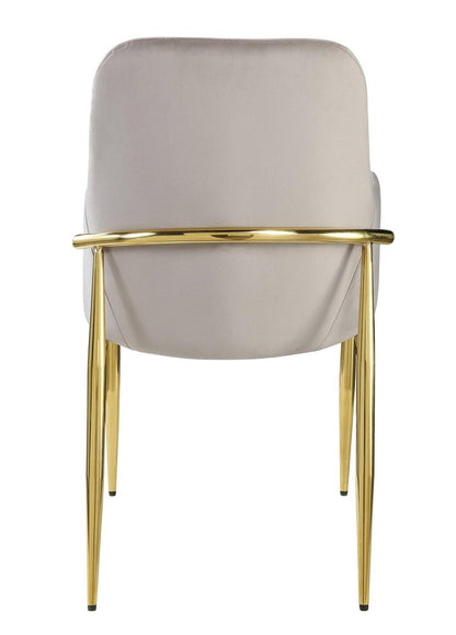 Set of Two Gray and Gold Velvet And Wood and Metal Dining Side Chairs HomeRoots