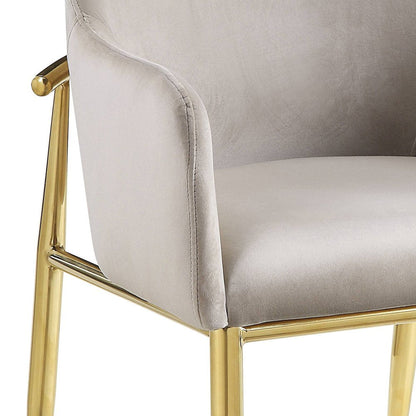 Set of Two Gray and Gold Velvet And Wood and Metal Dining Side Chairs HomeRoots