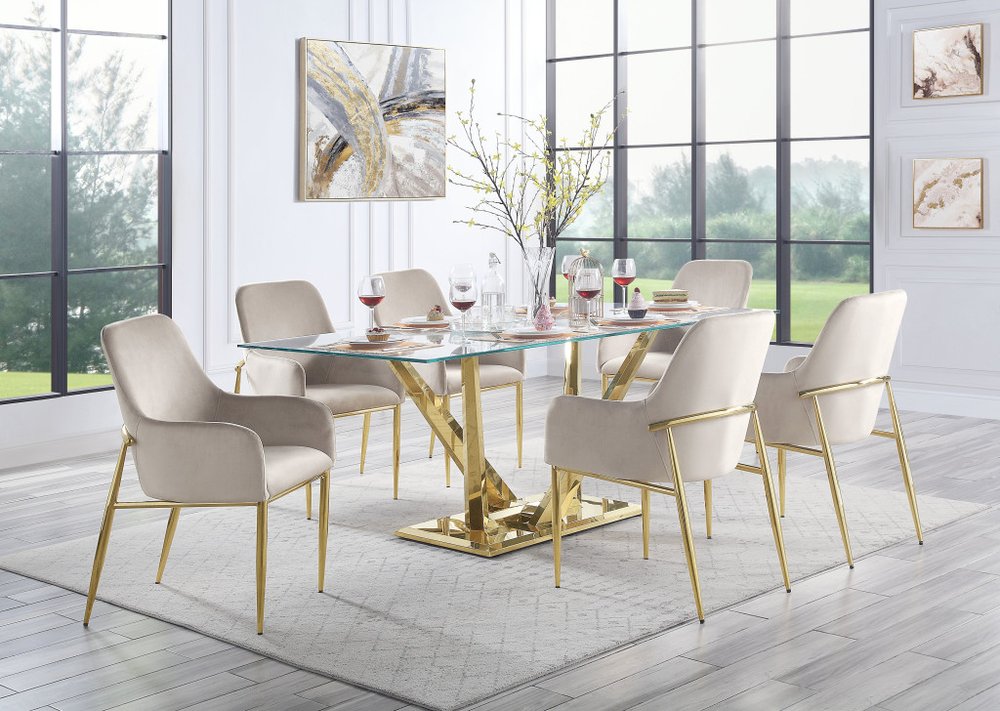 Set of Two Gray and Gold Velvet And Wood and Metal Dining Side Chairs HomeRoots