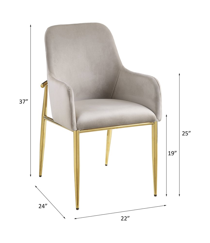 Set of Two Gray and Gold Velvet And Wood and Metal Dining Side Chairs HomeRoots