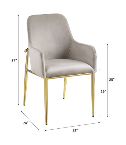 Set of Two Gray and Gold Velvet And Wood and Metal Dining Side Chairs HomeRoots