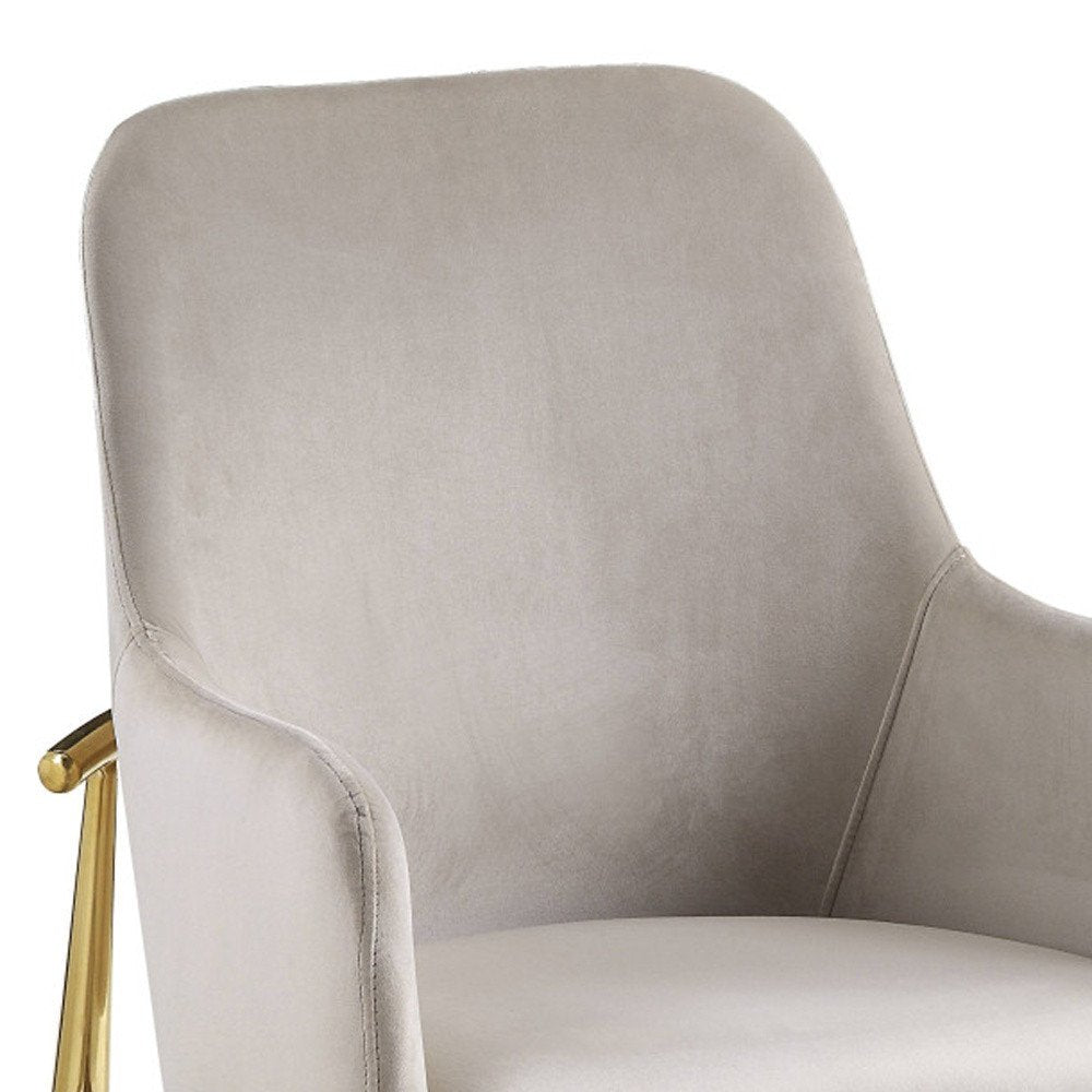 Set of Two Gray and Gold Velvet And Wood and Metal Dining Side Chairs HomeRoots