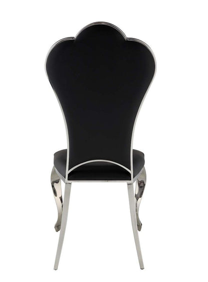 Set of Two Black and Silver Faux Leather Dining Side Chairs HomeRoots