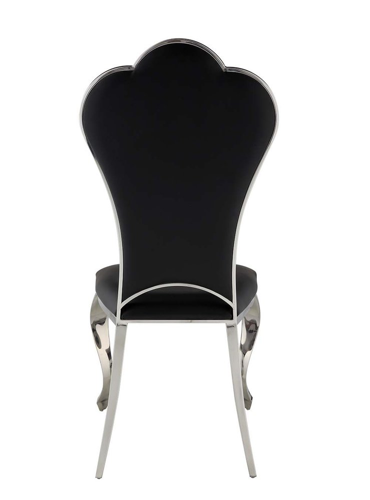 Set of Two Black and Silver Faux Leather Dining Side Chairs HomeRoots