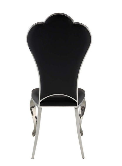 Set of Two Black and Silver Faux Leather Dining Side Chairs HomeRoots
