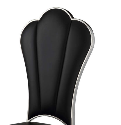Set of Two Black and Silver Faux Leather Dining Side Chairs HomeRoots