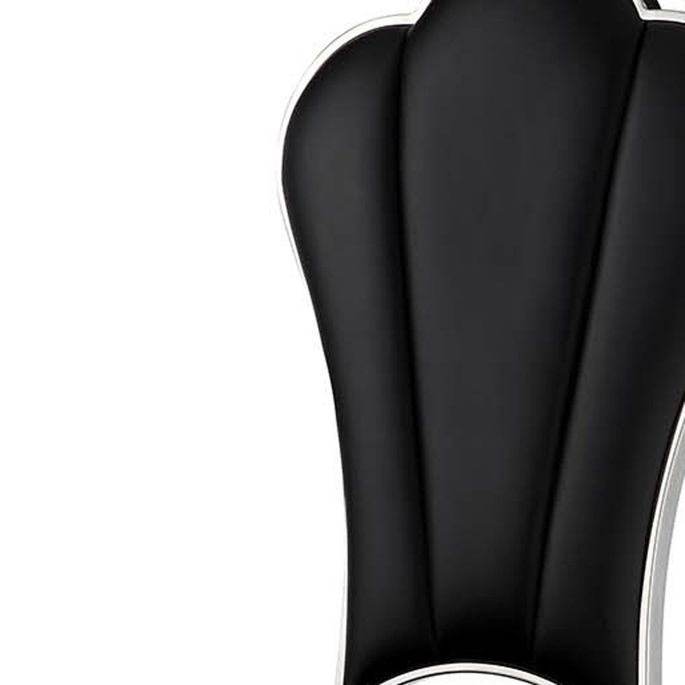 Set of Two Black and Silver Faux Leather Dining Side Chairs HomeRoots