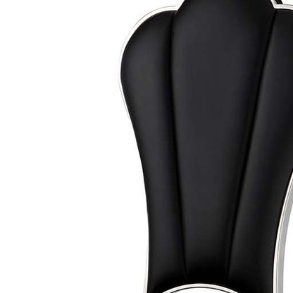 Set of Two Black and Silver Faux Leather Dining Side Chairs HomeRoots