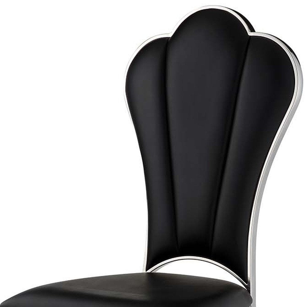 Set of Two Black and Silver Faux Leather Dining Side Chairs HomeRoots