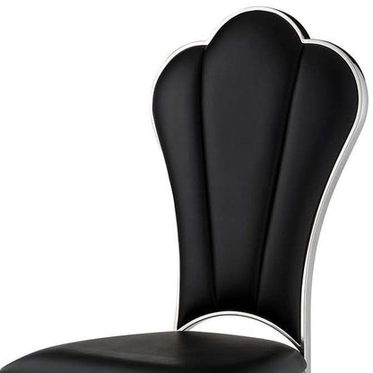 Set of Two Black and Silver Faux Leather Dining Side Chairs HomeRoots