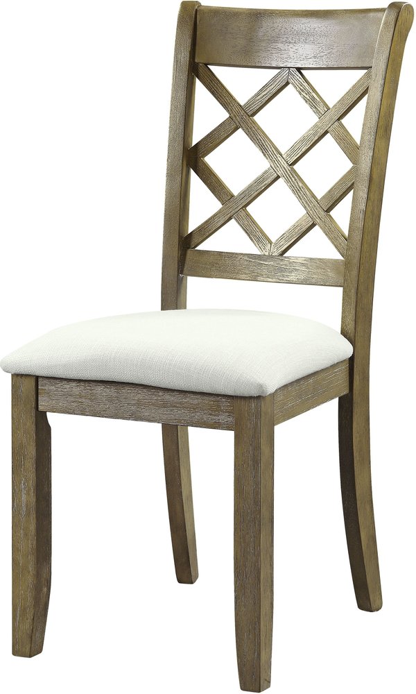 Set of Two Beige and Oak Linen Cross Back Dining Side Chairs HomeRoots