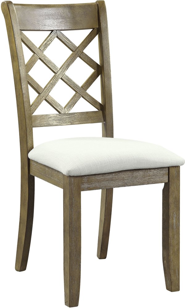 Set of Two Beige and Oak Linen Cross Back Dining Side Chairs HomeRoots