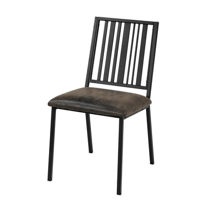 Set of Two Black Faux Leather And Metal Slat Back Dining Side Chairs HomeRoots