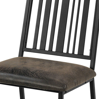 Set of Two Black Faux Leather And Metal Slat Back Dining Side Chairs HomeRoots