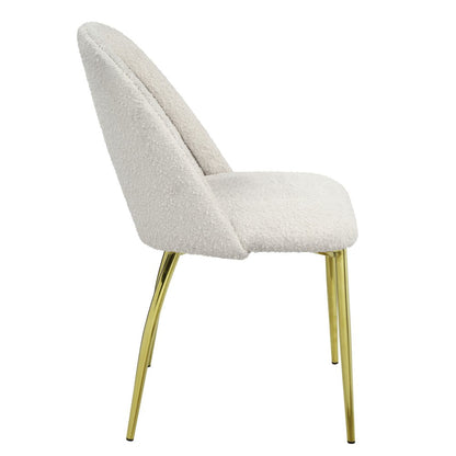 Set of Two Beige and Gold Fabric Dining Side Chairs HomeRoots