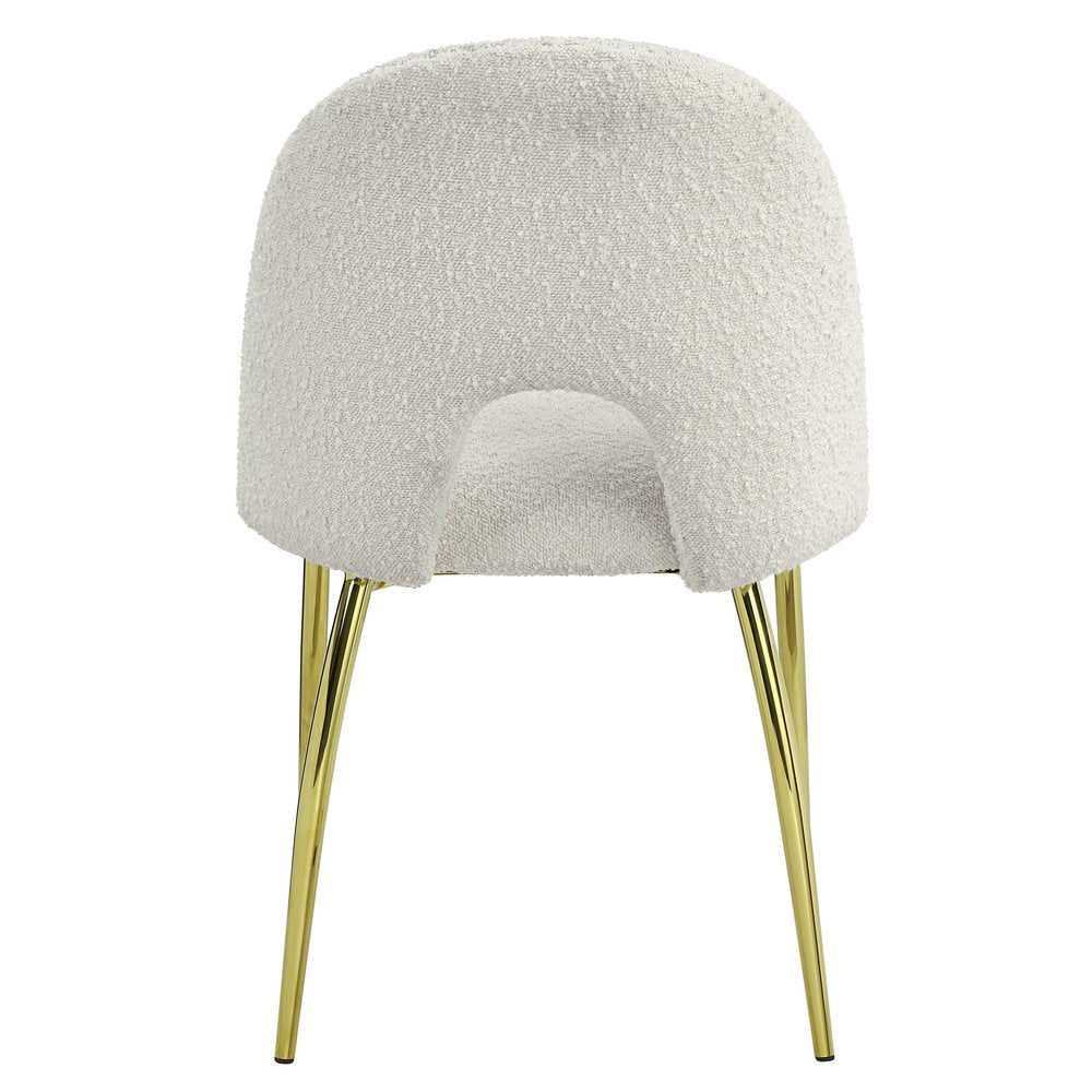 Set of Two Beige and Gold Fabric Dining Side Chairs HomeRoots