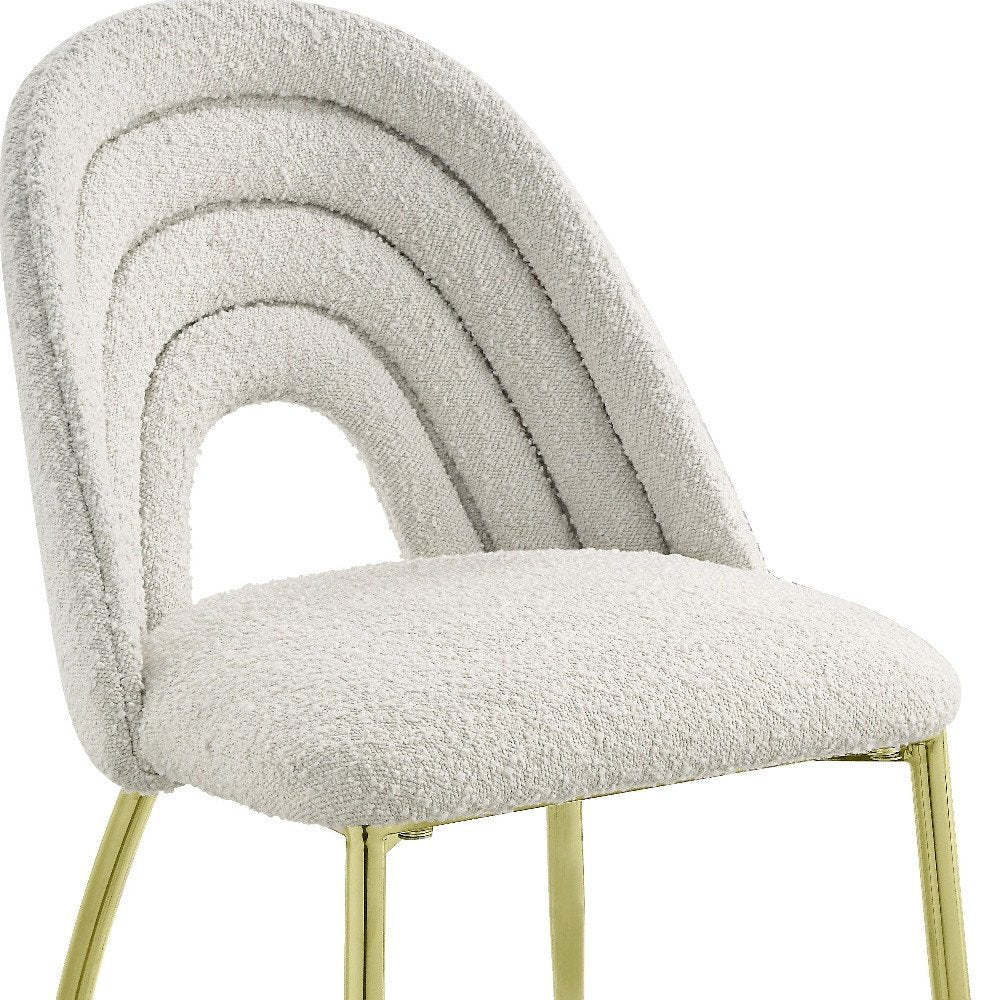 Set of Two Beige and Gold Fabric Dining Side Chairs HomeRoots