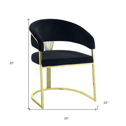 Black and Gold Upholstered Velvet Partially Open Back Dining Side Chair HomeRoots