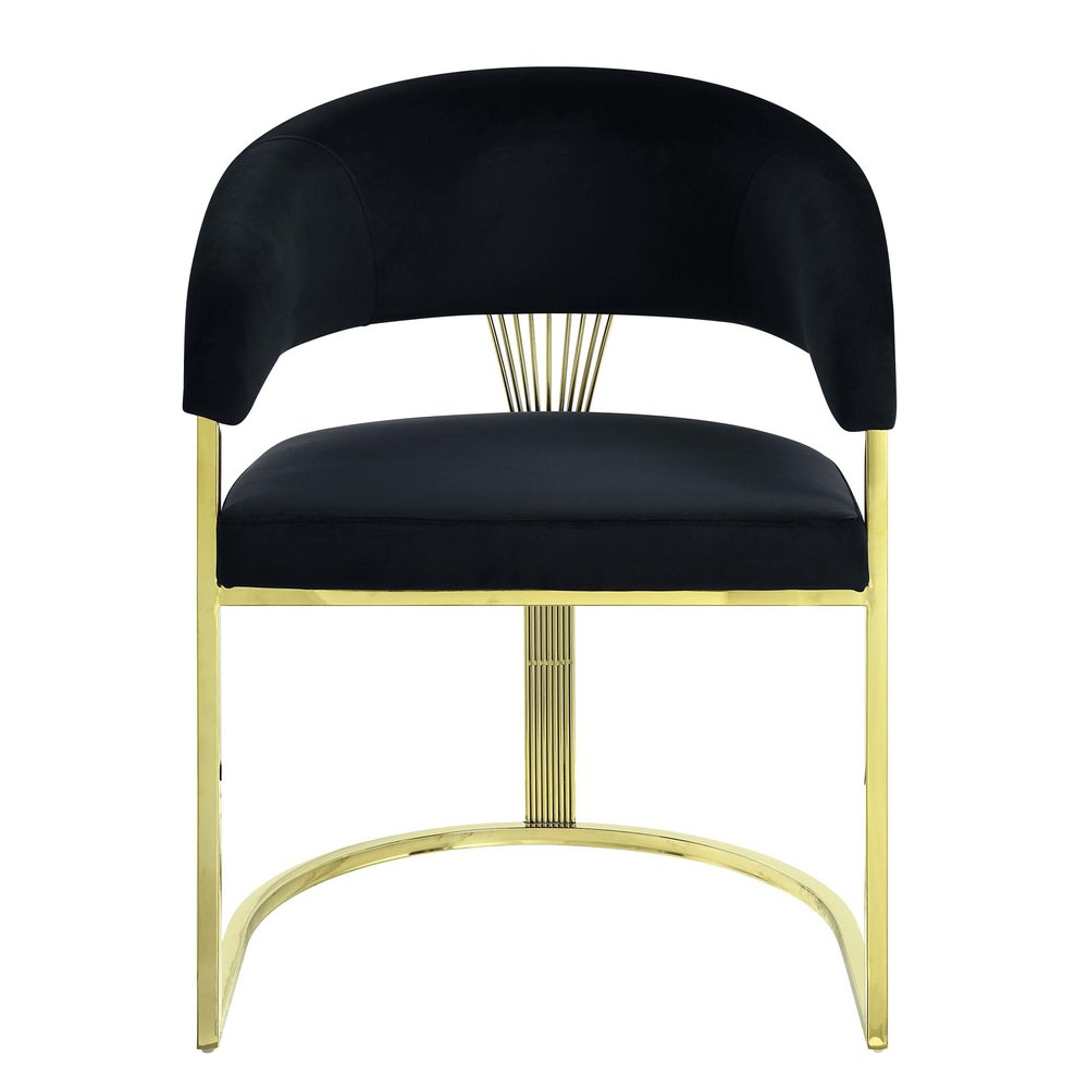 Black and Gold Upholstered Velvet Partially Open Back Dining Side Chair HomeRoots