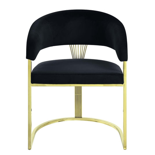 Black and Gold Upholstered Velvet Partially Open Back Dining Side Chair HomeRoots