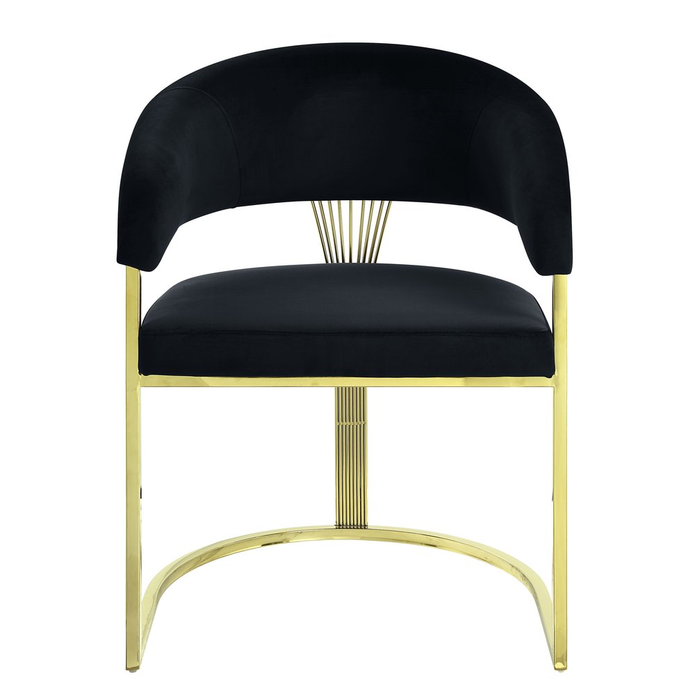 Black and Gold Upholstered Velvet Partially Open Back Dining Side Chair HomeRoots