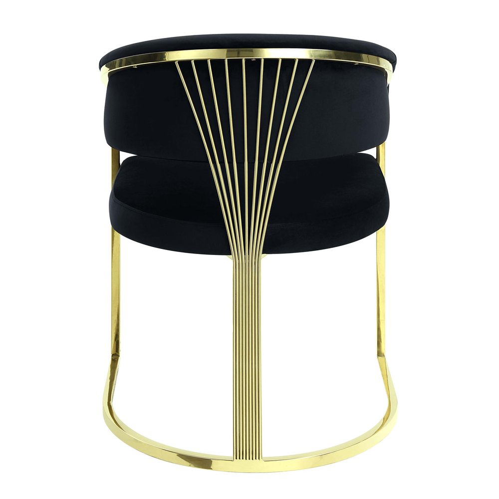 Black and Gold Upholstered Velvet Partially Open Back Dining Side Chair HomeRoots