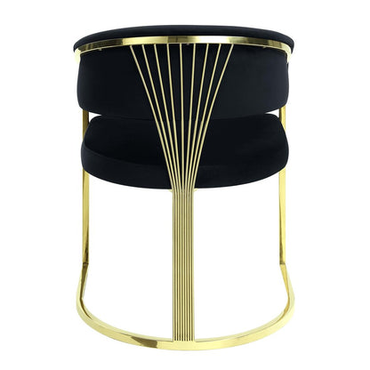 Black and Gold Upholstered Velvet Partially Open Back Dining Side Chair HomeRoots