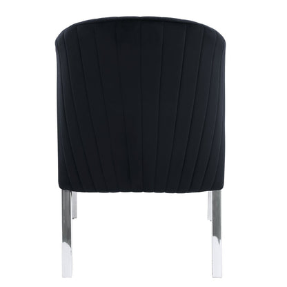 Set of Two Black and Silver Velvet Wing Back Dining Side Chairs HomeRoots