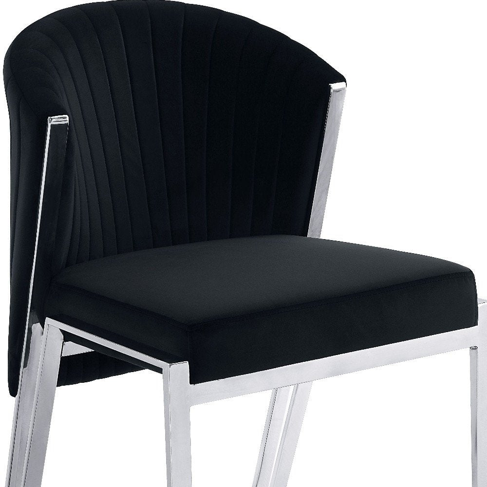 Set of Two Green and Gold Upholstered Velvet And Steel Wing Back Dining Side Chairs — view 19