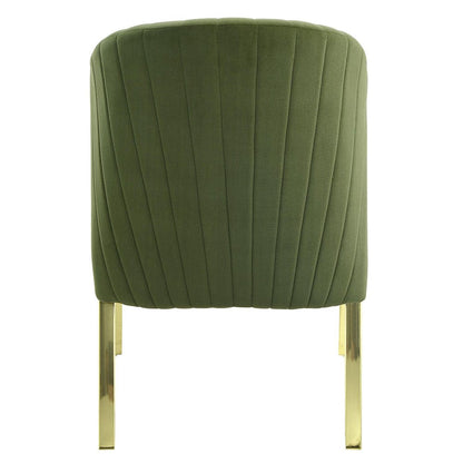 Set of Two Green and Gold Upholstered Velvet And Steel Wing Back Dining Side Chairs HomeRoots