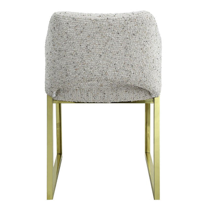Beige and Gold Upholstered Boucle Wing Back Dining Side Chair HomeRoots