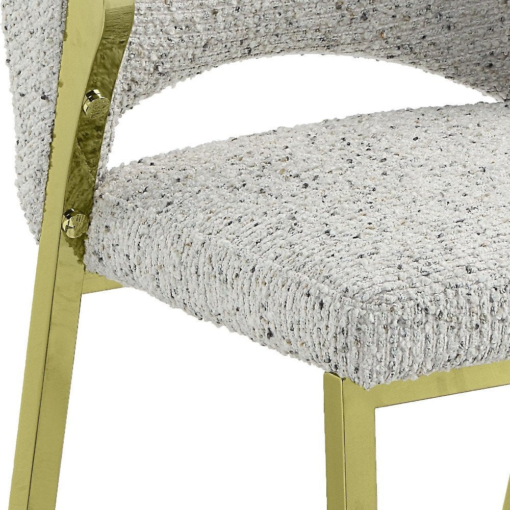 Beige and Gold Upholstered Boucle Wing Back Dining Side Chair HomeRoots