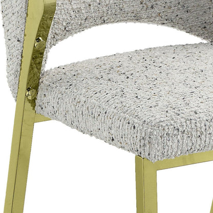 Beige and Gold Upholstered Boucle Wing Back Dining Side Chair HomeRoots