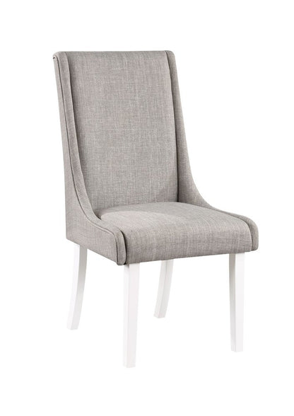 Set of Two Gray and White Linen Dining Side Chairs HomeRoots