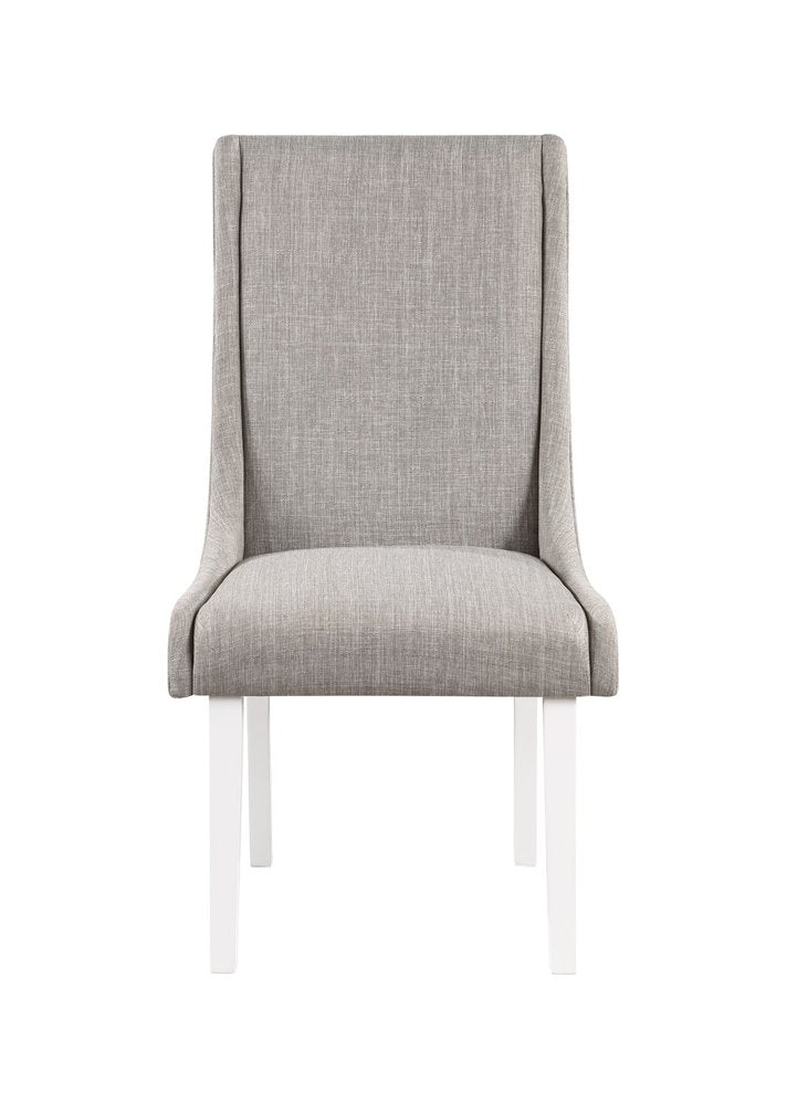Set of Two Gray and White Linen Dining Side Chairs HomeRoots