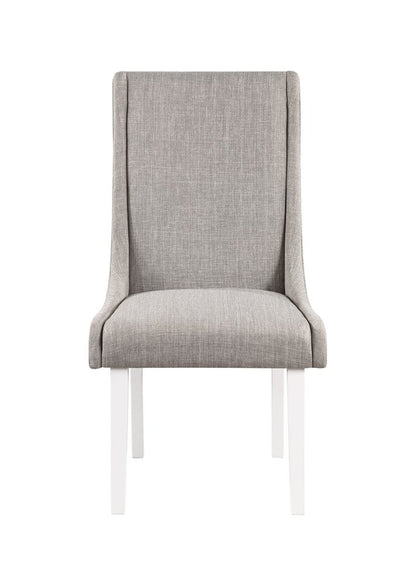 Set of Two Gray and White Linen Dining Side Chairs HomeRoots