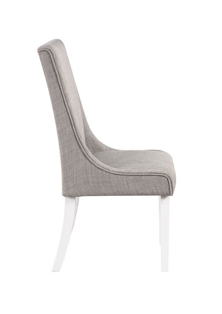 Set of Two Gray and White Linen Dining Side Chairs HomeRoots