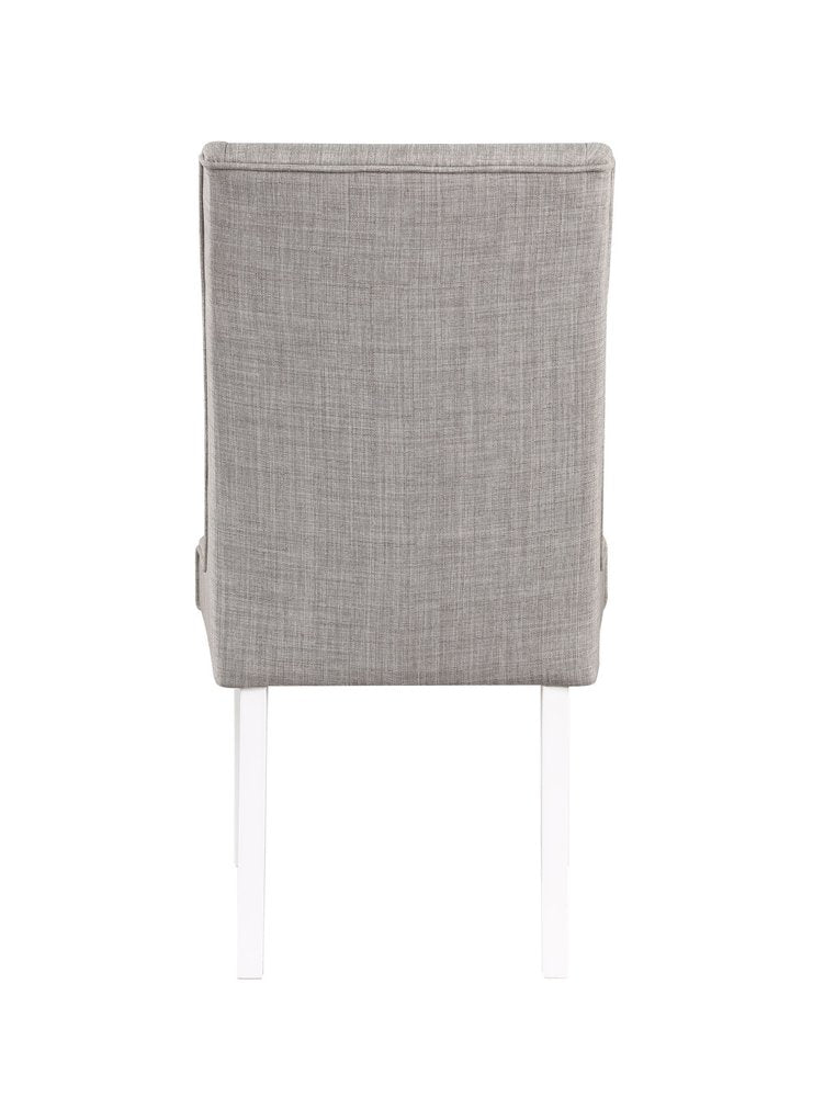 Set of Two Gray and White Linen Dining Side Chairs HomeRoots