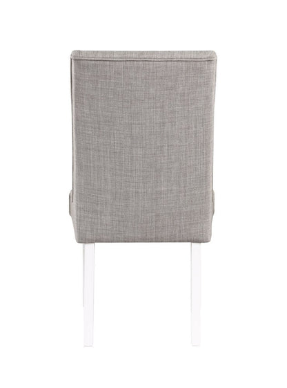 Set of Two Gray and White Linen Dining Side Chairs HomeRoots
