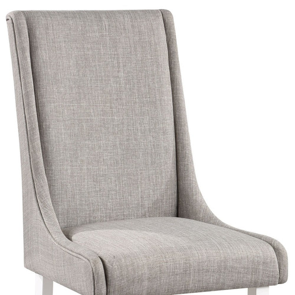 Set of Two Gray and White Linen Dining Side Chairs HomeRoots