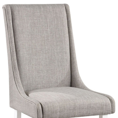 Set of Two Gray and White Linen Dining Side Chairs HomeRoots