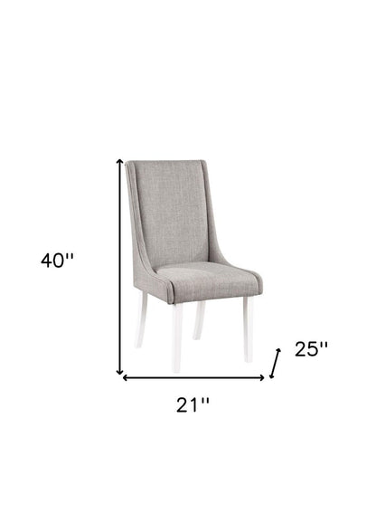 Set of Two Gray and White Linen Dining Side Chairs HomeRoots