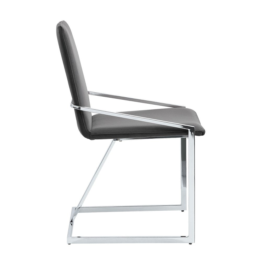 Set of Two Gray and Silver Upholstered Velvet And Metal Dining Side Chairs HomeRoots