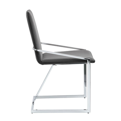 Set of Two Gray and Silver Upholstered Velvet And Metal Dining Side Chairs HomeRoots
