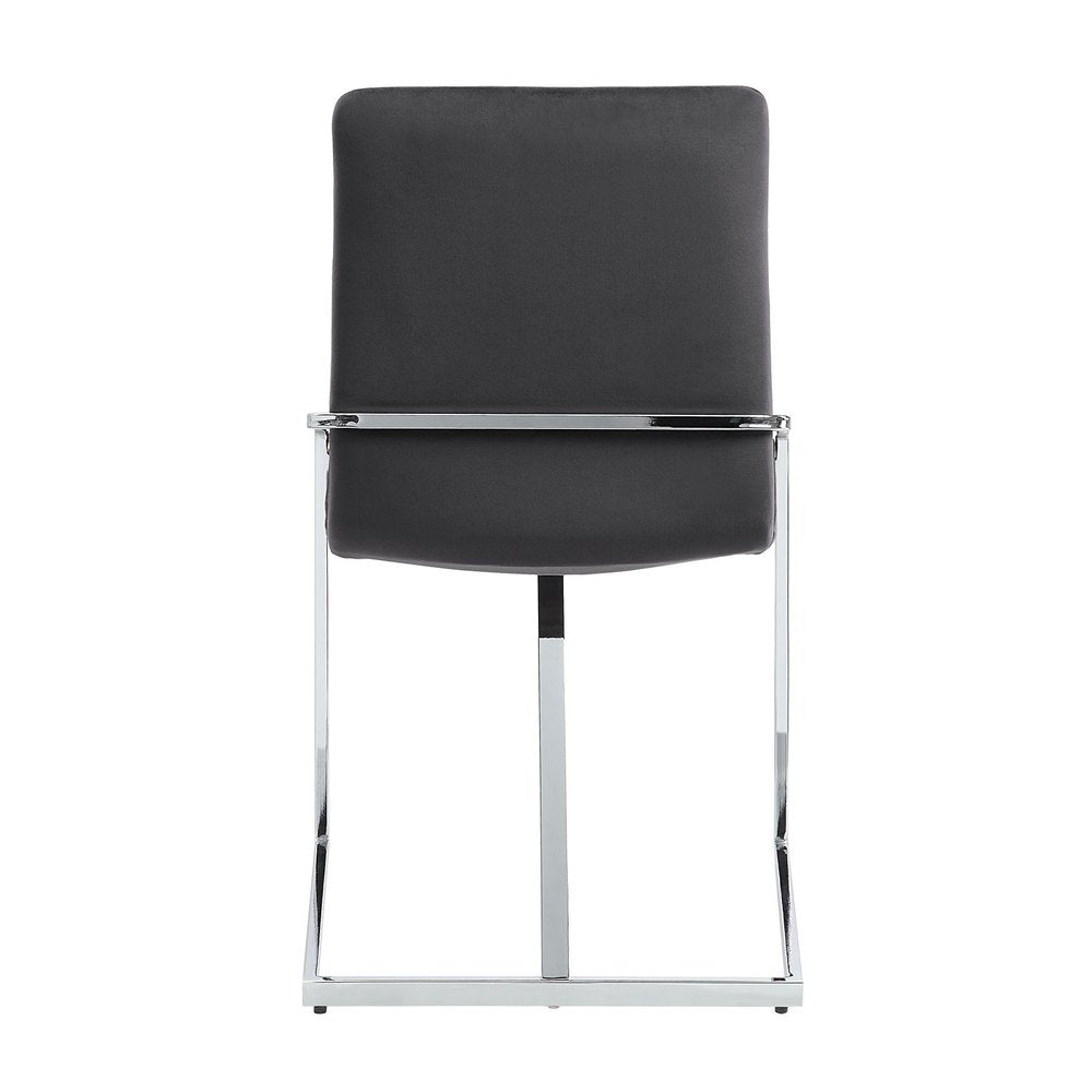 Set of Two Gray and Silver Upholstered Velvet And Metal Dining Side Chairs HomeRoots