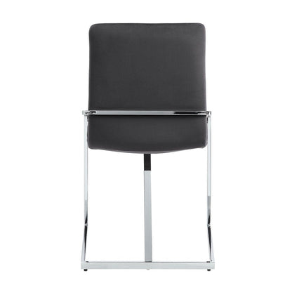 Set of Two Gray and Silver Upholstered Velvet And Metal Dining Side Chairs HomeRoots