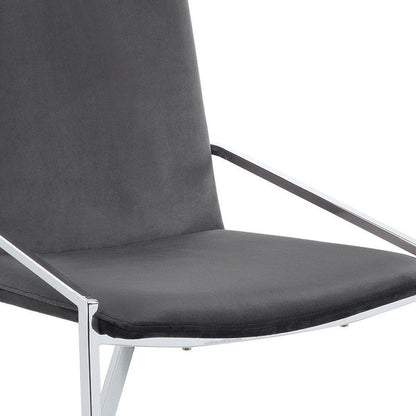 Set of Two Gray and Silver Upholstered Velvet And Metal Dining Side Chairs HomeRoots